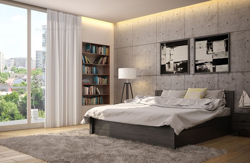 01 Bedroom Ideas with Concrete Walls Home Decor