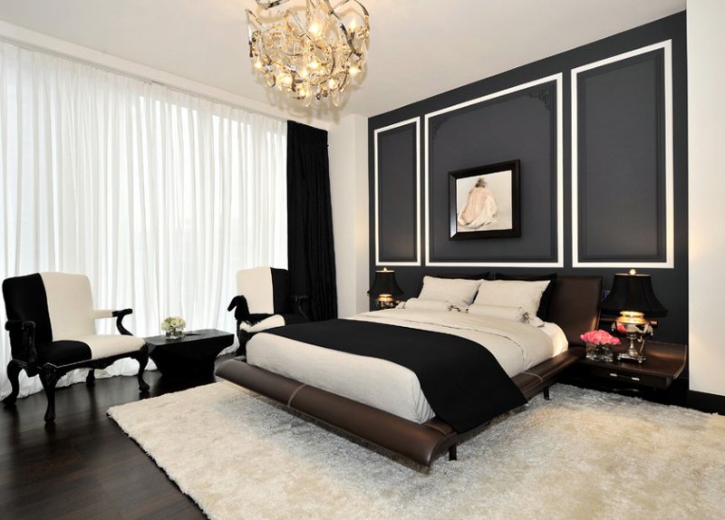 03 Bedrooms with Black Accent Wall Ideas