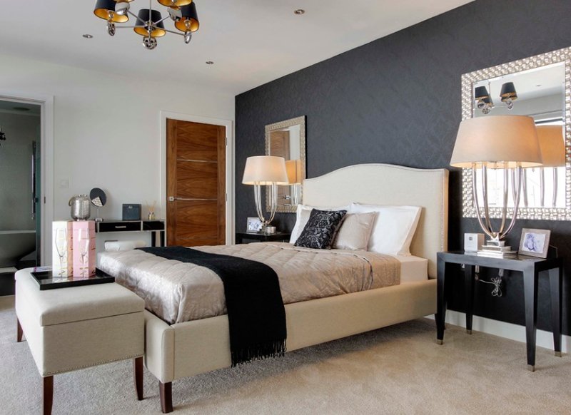 14 Bedrooms with Black Accent Wall Ideas